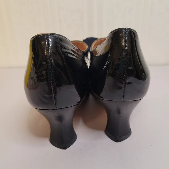 Anyi Lu Patent Leather Kitten Heels Satin Bow Size 38.5 US 8 - Picture 7 of 12